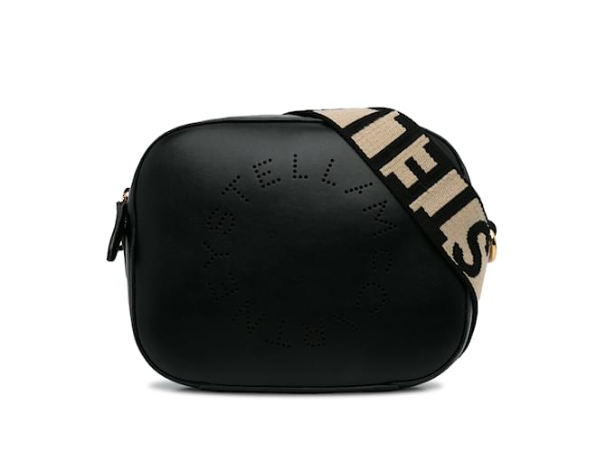 Stella Mc Cartney Black Stella McCartney Perforated Logo Crossbody Bag Leather  ref.1149878