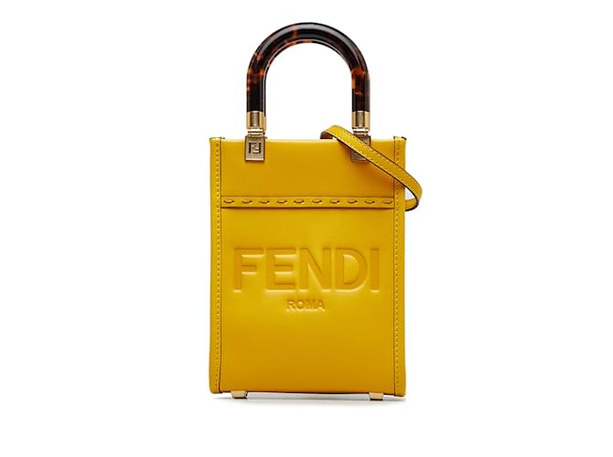 Yellow Fendi Mini Sunshine Shopper Tote Satchel Leather  ref.1149892