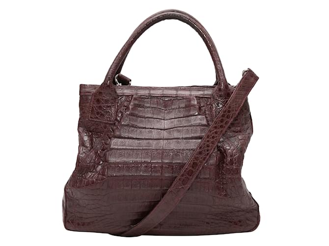 Alaïa Burgundy Lai Crocodile Shoulder Bag Dark red Exotic leather  ref.1150175