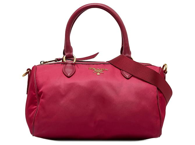 Bolso satchel Prada Tessuto rosa Cuero  ref.1150192