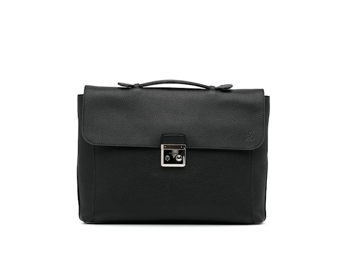 Schwarze Louis Vuitton Taurillon Serviette Dorian Business-Tasche Leder  ref.1150258
