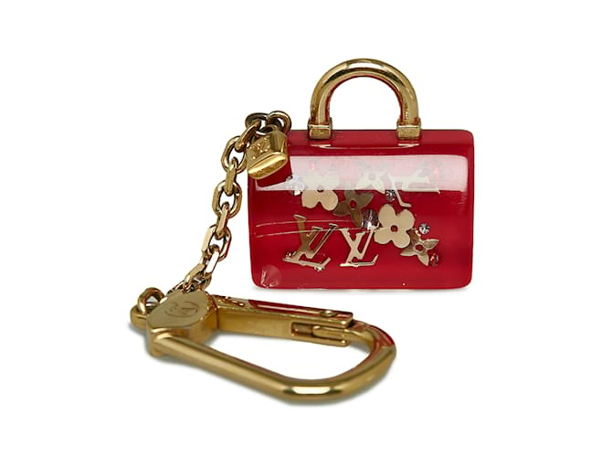 Chaveiro com pingente de bolsa Louis Vuitton vermelho com inclusão de resina Speedy Pomme D'Amour  ref.1150262