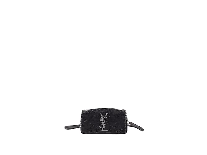 Black Saint Laurent Toy Sequins West Hollywood Crossbody Bag Leather  ref.1150269