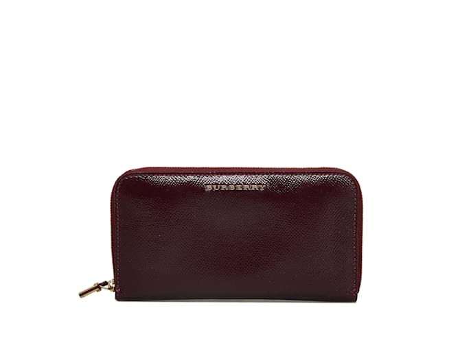 Red Burberry Leather Long Wallet  ref.1150324