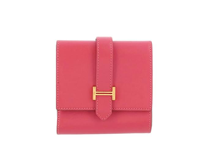 Hermès Pink Hermes Tadelakt Bearn Recto Verso Wallet Leather  ref.1150346