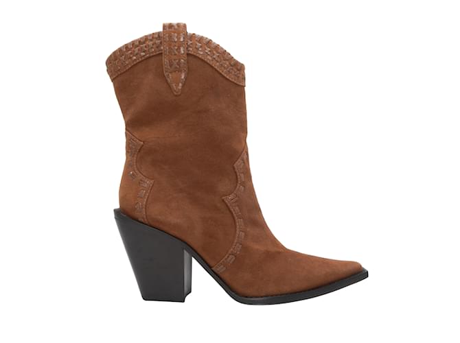 Brown Alice + Olivia Suede Mid-Calf Cowboy Boots Size 39.5  ref.1150373