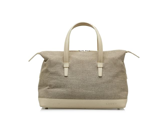 Gray Loewe Canvas Handbag Leather  ref.1150377