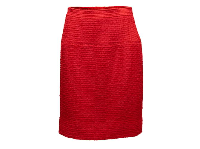 Autre Marque Vintage Rojo Chanel Boutique Tweed Falda Tamaño US S Roja  ref.1150425