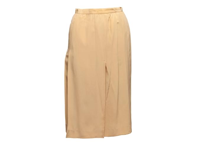 Vintage Beige Chanel Silk Midi Skirt Size FR 38  ref.1150426