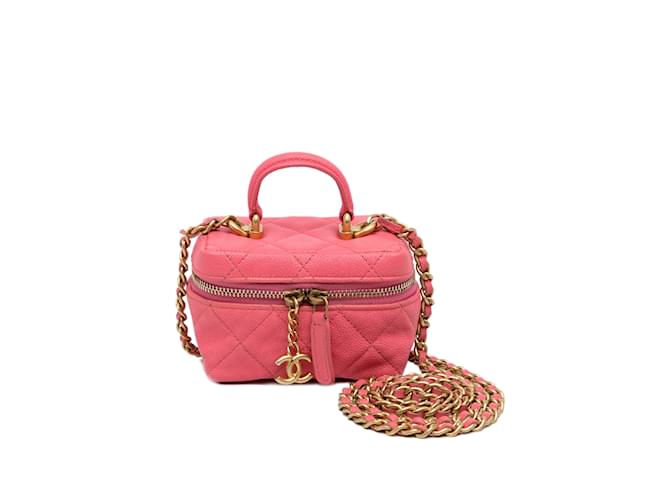 Pink Chanel Micro Caviar Vanity Bag Leather  ref.1150472