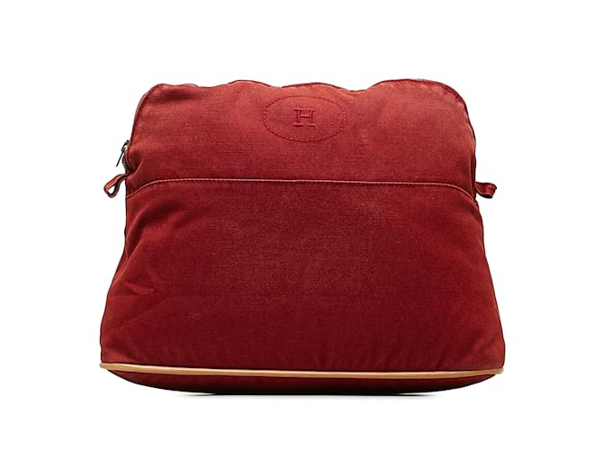 Hermès Pochette Hermes Bolide Trousse de Voyage Rouge GM Toile  ref.1150551