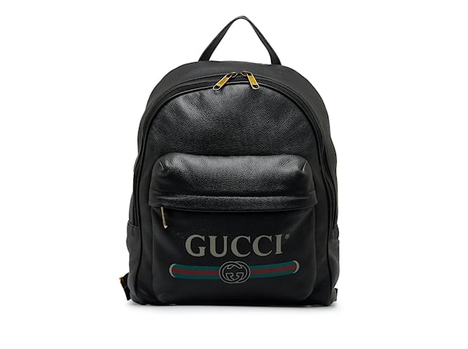 Sac à dos noir à logo Gucci Cuir  ref.1150572