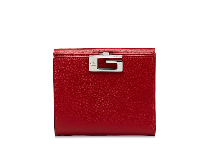 Petit portefeuille en cuir Gucci rouge  ref.1150618