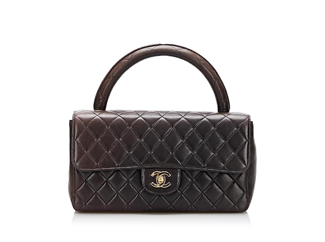 Black Chanel Medium Classic Lambskin Kelly Flap Bag Leather  ref.1150636