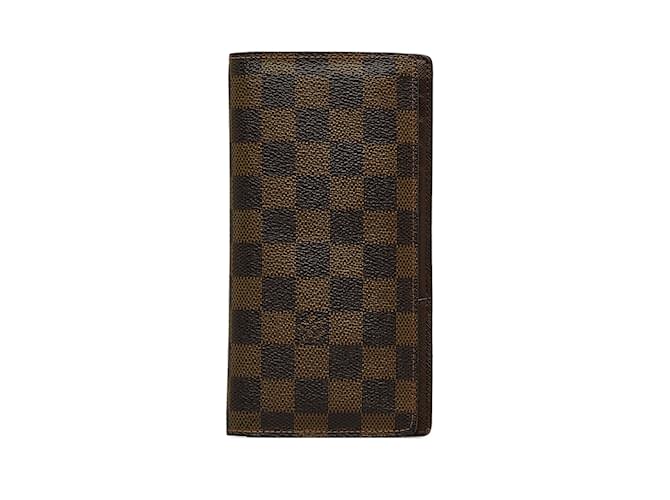 Brown Louis Vuitton Damier Ebene Brazza Long Wallets Cloth  ref.1150646