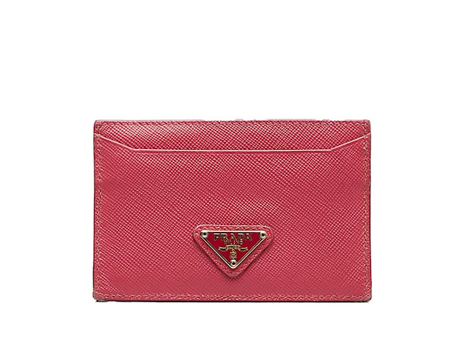 Rosa Prada Saffiano-Kartenetui Pink Leder  ref.1150674
