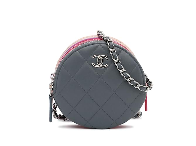 Black Chanel CC Round Triple Zip Crossbody Bag Leather  ref.1150684