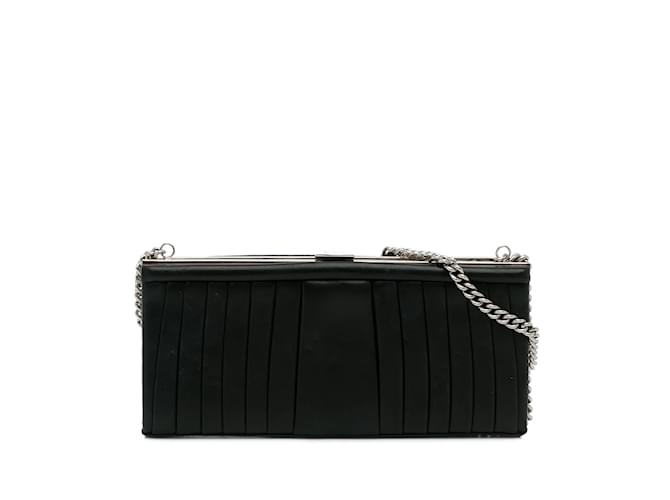 Pochette in pelle nera Christian Louboutin su borsa a tracolla con catena Nero  ref.1150687