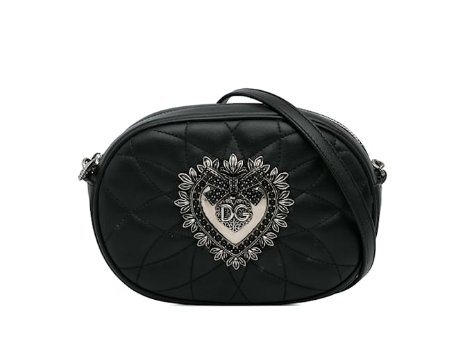 Dolce & Gabbana Black Dolce&Gabbana Mini Devotion Crossbody Bag Leather  ref.1150690