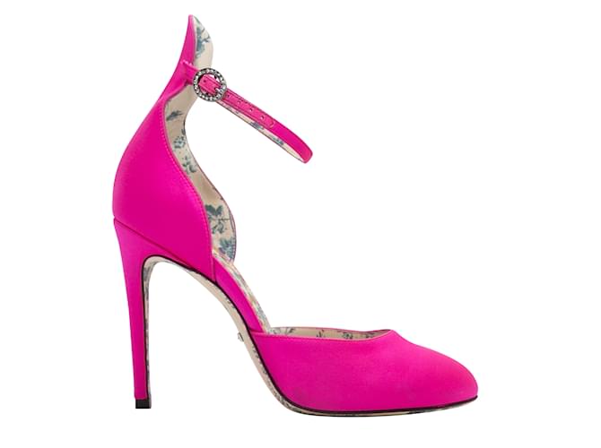 Rosa Gucci-Satin-Pumps, Größe 36.5 Pink Leinwand  ref.1150707