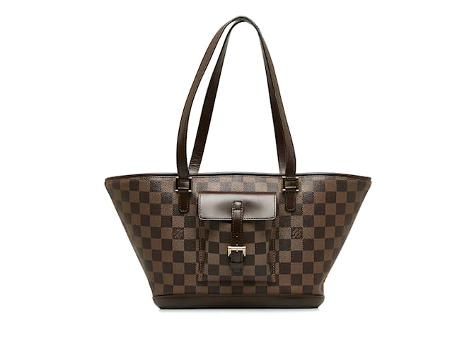 Brown Louis Vuitton Damier Ebene Manosque PM Shoulder Bag Leather  ref.1150793
