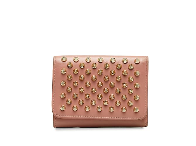 Portefeuille Christian Louboutin Marcorn Spike rose Cuir  ref.1150797
