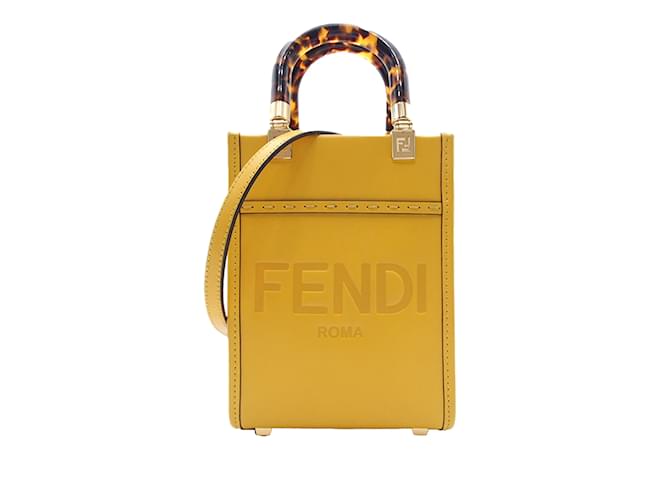 Yellow Fendi Mini Sunshine Shopper Tote Satchel Leather  ref.1150806