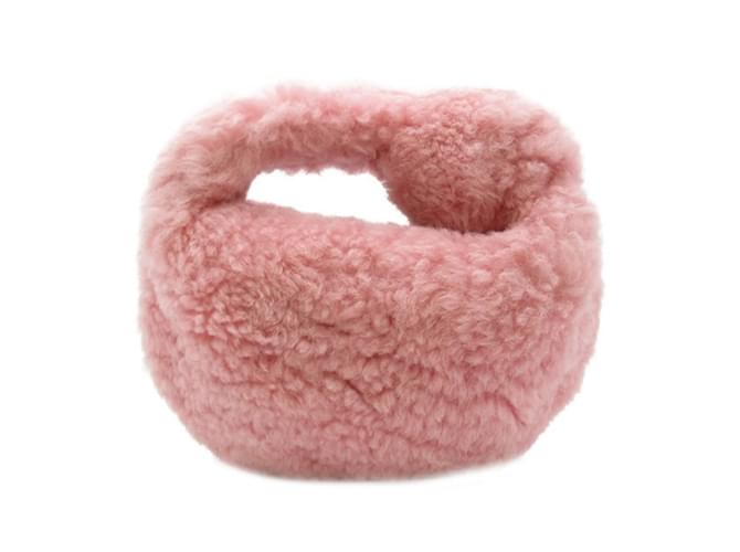 Rosa Bottega Veneta Mini Shearling Jodie Handtasche Pink Leder  ref.1150813