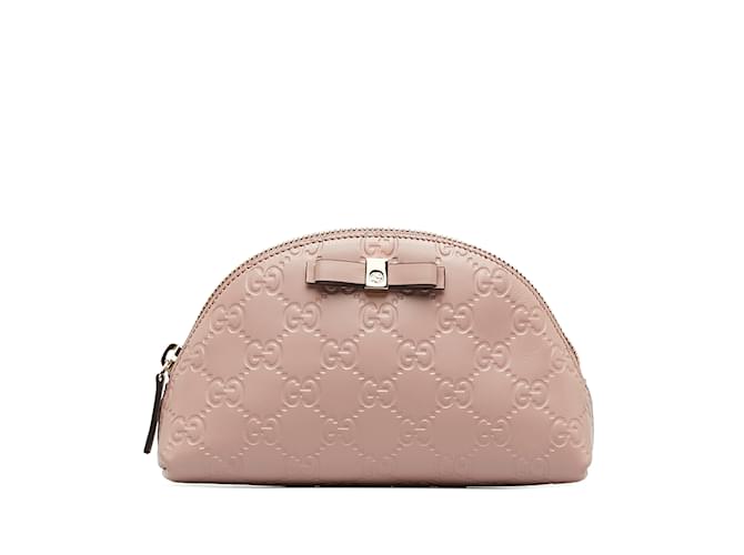 Pink Gucci Guccissima Bow Pouch Leather  ref.1150818