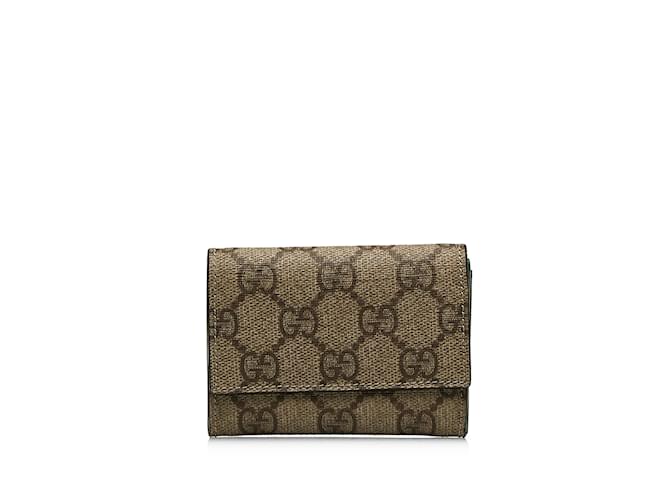 Brown Gucci GG Supreme Compact Wallet Cloth  ref.1150831