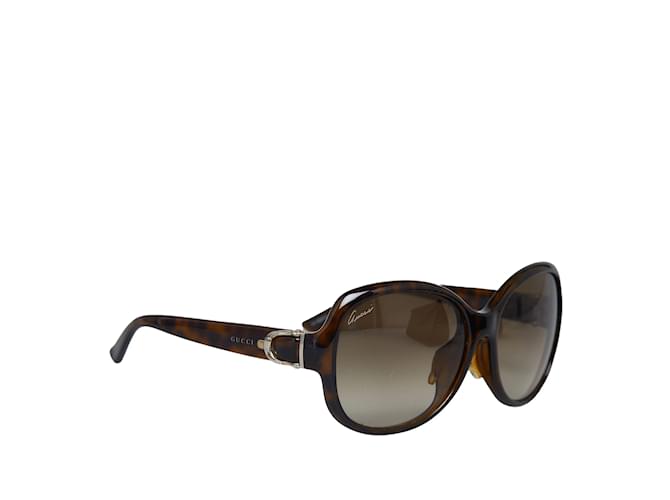 Gafas de sol redondas tintadas marrones de Gucci Castaño  ref.1150832