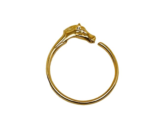 Hermès Pulseira de fantasia de cabeça de cavalo Hermes dourada Dourado Ouro amarelo  ref.1150850