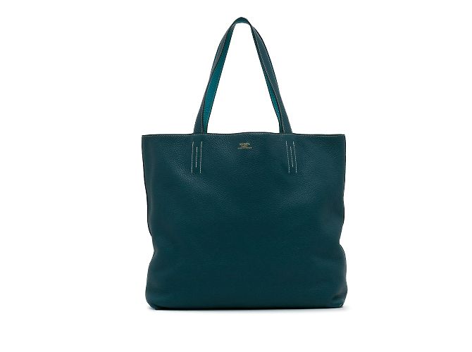 Double sens Hermès Bleu Hermes Réversible doublé Sens 45 Sac cabas