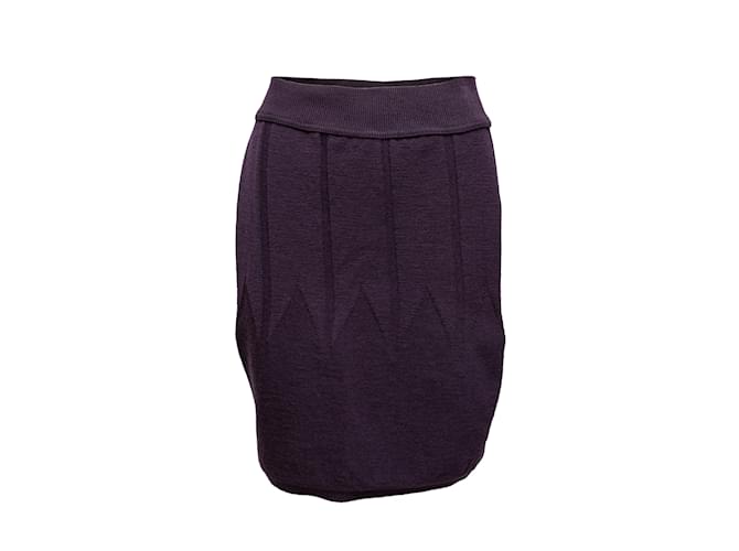 Alaïa Vintage Dark Purple Alaia Wool Knit Skirt Size M  ref.1150965