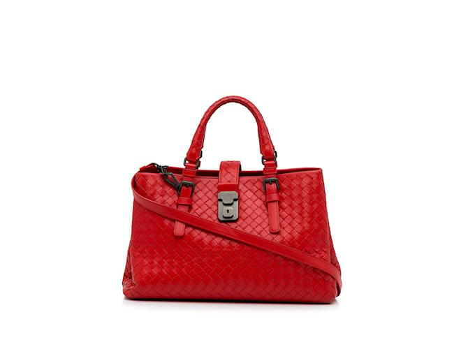 Petit cartable rouge Bottega Veneta Intrecciato Roma Cuir  ref.1150966