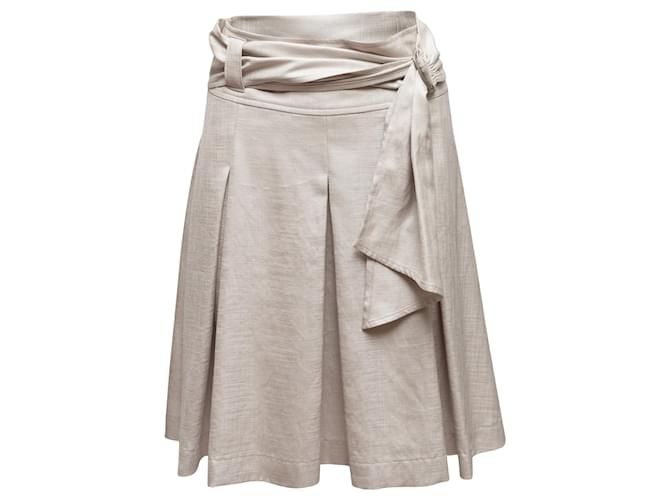 Grey Issey Miyake Linen Pleated Skirt Size US 6  ref.1150967
