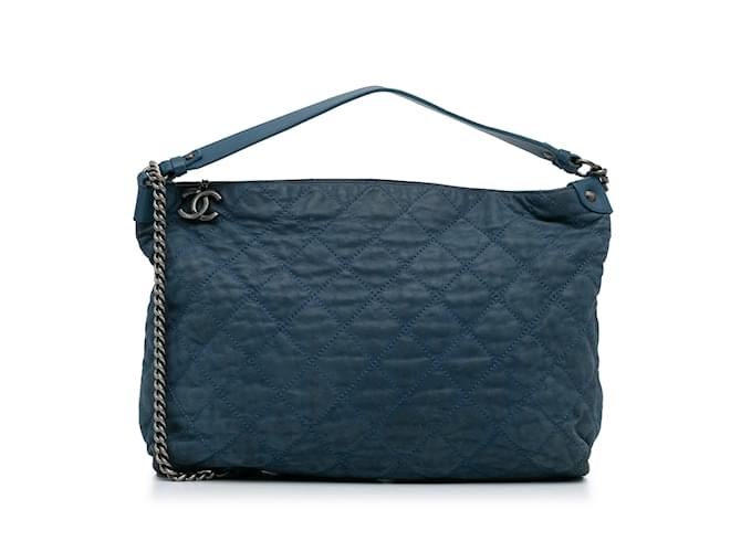 Bolsa Chanel Riviera Francesa Azul Couro  ref.1151040