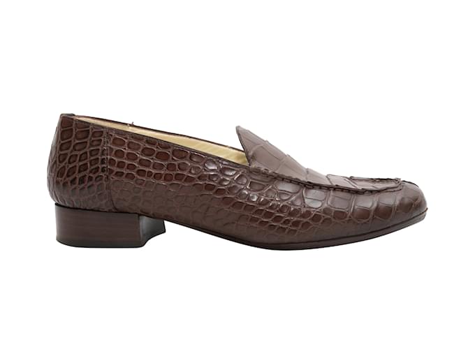 Mocassins Luciano Barbera Croc Marron Taille 37 Cuirs exotiques  ref.1151076