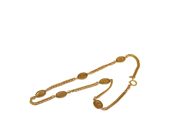 Collar con medallón CC de Chanel de oro Dorado Chapado en oro  ref.1151132