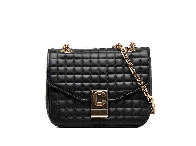 Céline Black Celine Small Quilted C Bag Leather  ref.1151184
