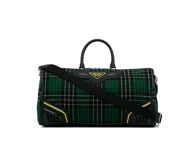 Green Prada Tartan Wool Travel Bag  ref.1151231