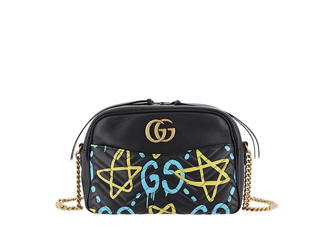 Black Gucci GG Marmont Ghost Crossbody Leather  ref.1151247