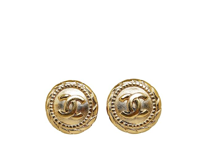 Gold Chanel CC Clip On Earrings Golden Gold-plated  ref.1151290