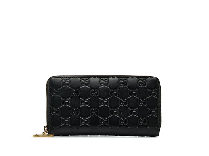 Black Gucci Guccissima Leather Zip Around Wallet  ref.1151293