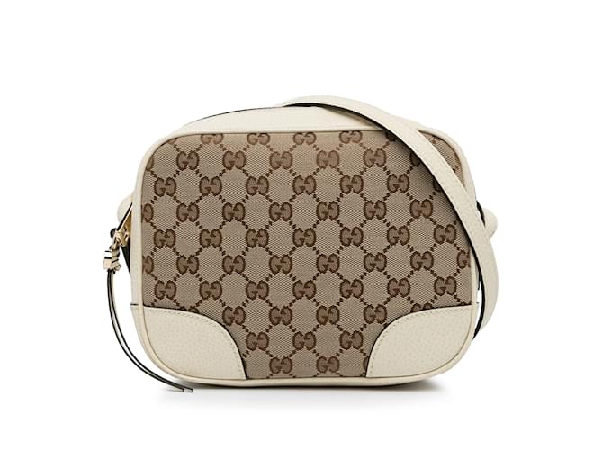 Brown Gucci GG Canvas Bree Crossbody Bag Leather  ref.1151302