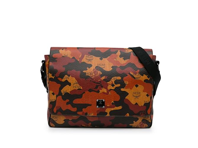 Orange MCM Visetos Camouflage Crossbody Bag Leather  ref.1151368