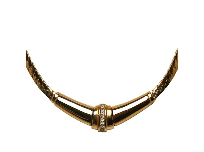 Collier chaîne en strass doré Dior  ref.1151424