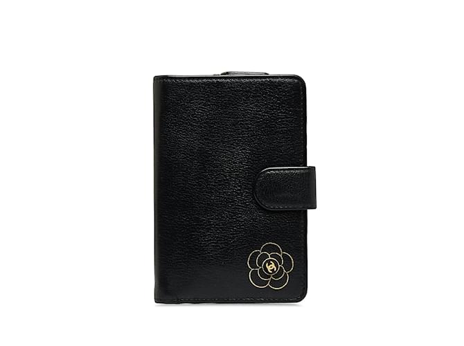 Schwarze Chanel-Geldbörse aus Kamelienleder  ref.1151460
