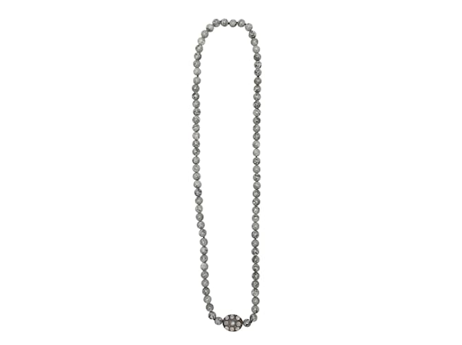 Autre Marque Grey & Silver Bavna Moonstone & Diamond Beaded Necklace  ref.1151482