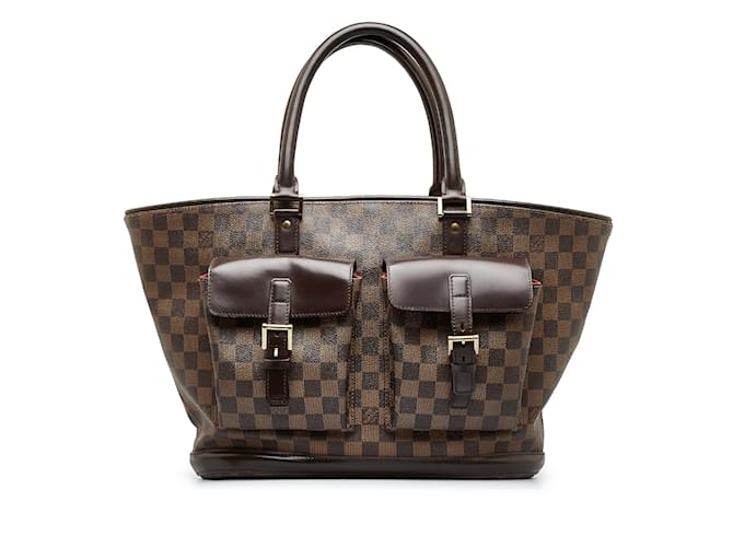 Brown Louis Vuitton Damier Ebene Manosque GM Tote Bag Leather  ref.1151510
